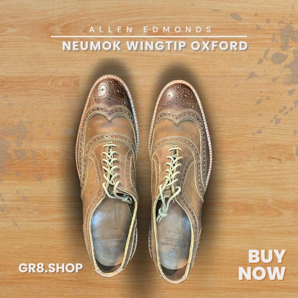 Allen Edmonds Neumok Wingtip Oxford Mens Dress Shoes Size 11 D Brown Leather